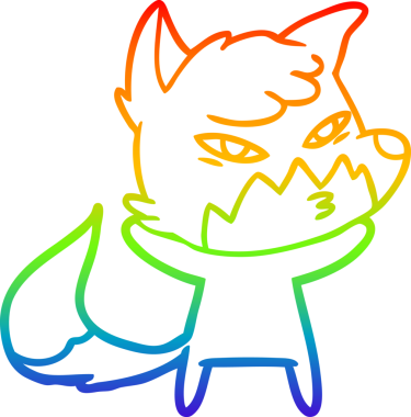 gökkuşağı gradyanı çizimi bir insan tarafından çizilmiş akıllı bir tilki çizgi filmi