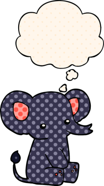 Bir insan tarafından çizilmiş çizgi roman tarzında düşünce baloncuğu olan bir fil.