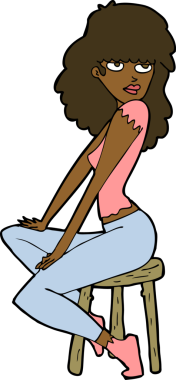 Bir insan tarafından çizilmiş karikatür kadın.