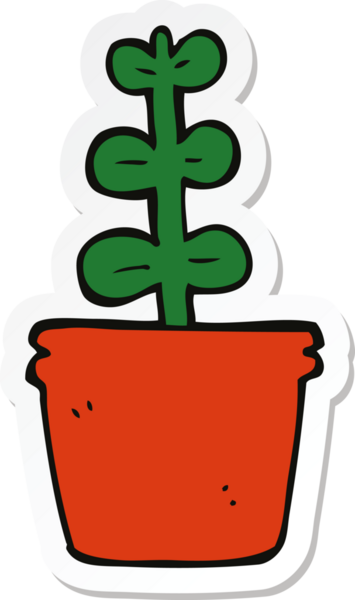 Bir insan tarafından çizilmiş bir karikatür evi bitkisinin çıkartması.