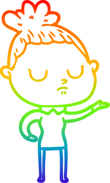 Gökkuşağı gradyan çizgi çizimi bir insan tarafından çizilmiş sakin bir kadın