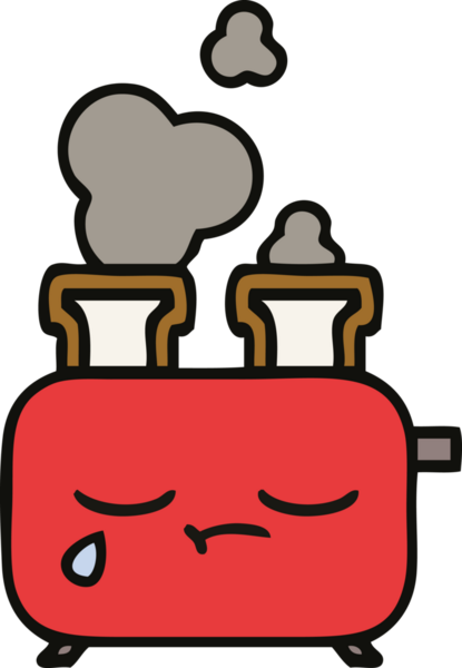 Bir insan tarafından çizilmiş bir tost makinesi karikatürü.