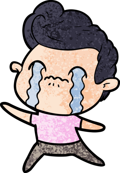 Bir insan tarafından çizilmiş ağlayan çizgi film adamı.