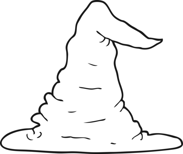 Bir insan tarafından çizilmiş siyah beyaz bir cadı şapkası.