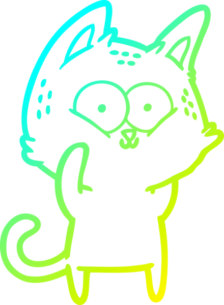 Bir insan tarafından çizilen çizgi film kedisinin soğuk gradyan çizgisi.