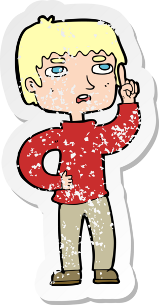 Bir insan tarafından çizilmiş bir çizgi film karakterinin gerilimli çıkartması.