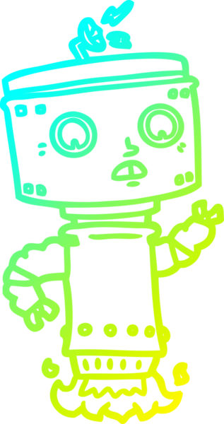 Bir insan tarafından çizilmiş soğuk çizgi robot çizimi.