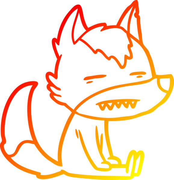 Bir insan tarafından çizilen dişleri gösteren kurdun sıcak çizgi çizimi.