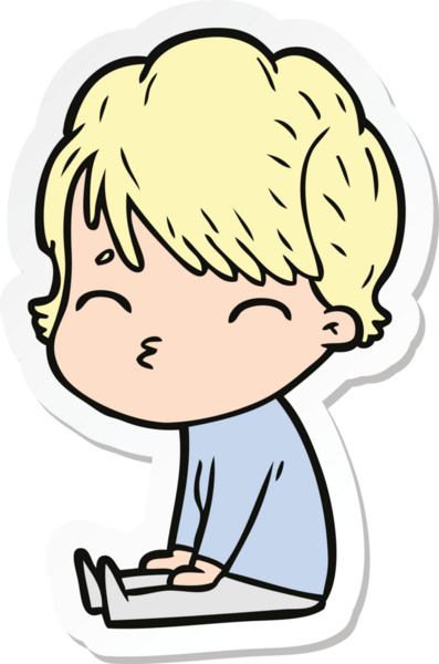 Bir insan tarafından çizilmiş bir karikatür kadının çıkartması.