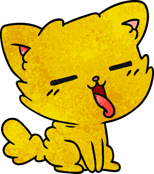 Bir insan tarafından çizilmiş kawaii kedisinin el yazısıyla çizilmiş çizgi filmi.