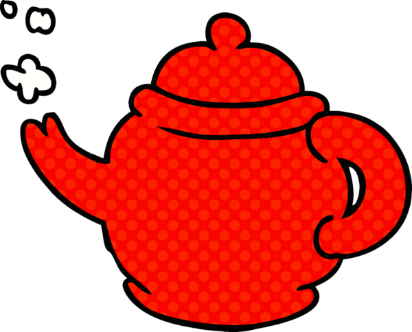 Bir insan tarafından çizilmiş mavi çay demliğinin karalaması.