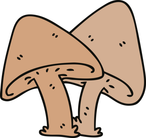 Bir insan tarafından çizilmiş tuhaf mantarlar.