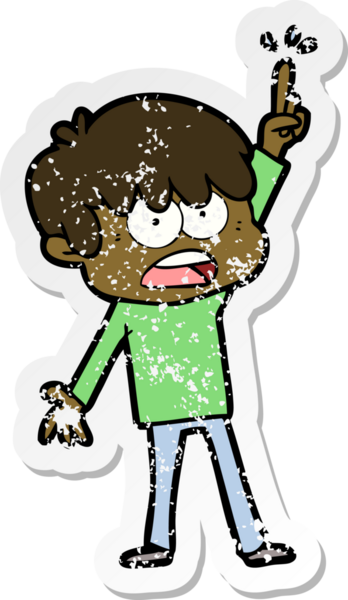 Bir insan tarafından çizilmiş endişeli bir çizgi film çocuğunun sıkıntılı çıkartması.