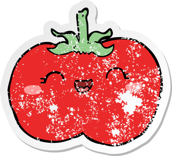 Bir insan tarafından çizilmiş karikatür domatesi.
