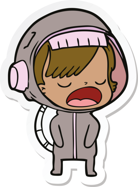 Bir insan tarafından çizilmiş astronot bir kadının çıkartması.