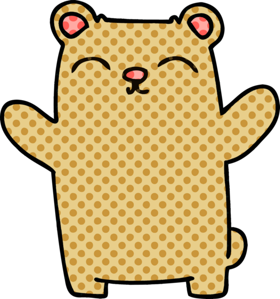 Bir insan tarafından çizilmiş tuhaf çizgi film ayısı.