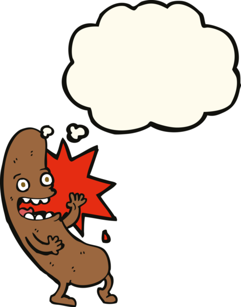 Bir insan tarafından çizilmiş düşünce baloncuklu çizgi film sosisi.