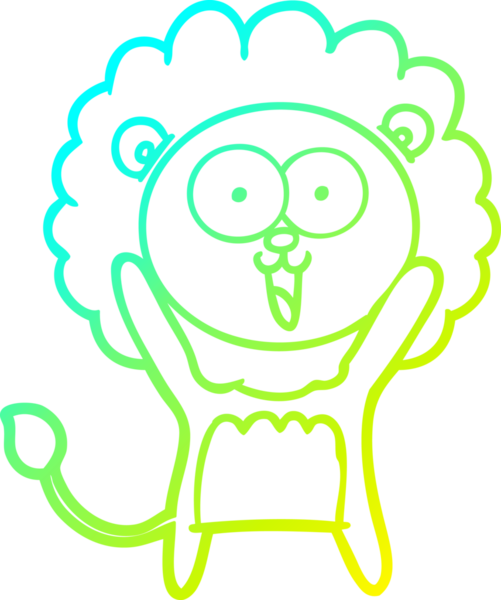 Bir insan tarafından çizilmiş mutlu çizgi film aslanı çizimi.