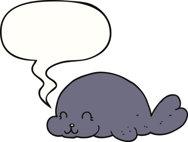 Bir insan tarafından çizilmiş konuşma balonlu şirin karikatür mührü.