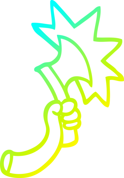 Bir insan tarafından çizilmiş baltayla çizilmiş bir çizgi film kolu.