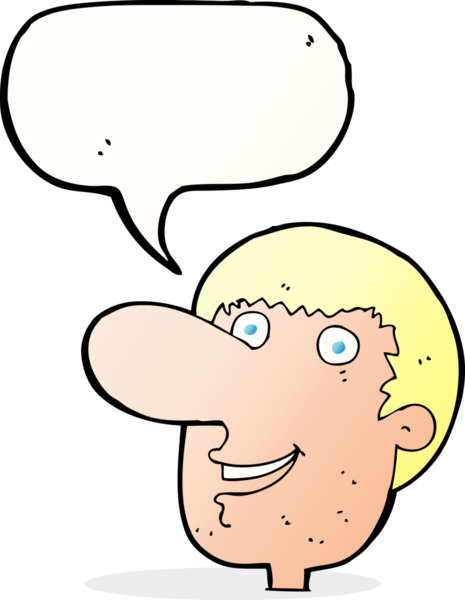 Bir insan tarafından çizilmiş konuşma baloncuğu olan mutlu erkek yüzü.