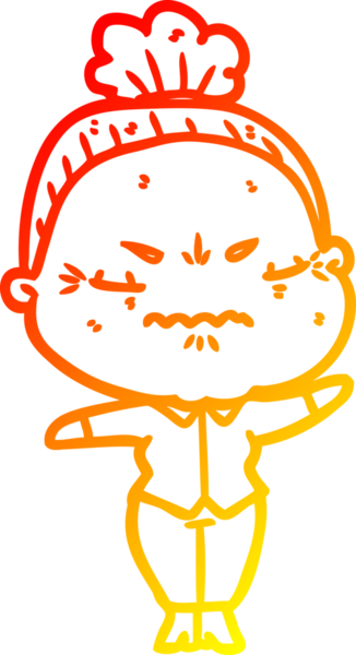 Bir insan tarafından çizilmiş, karikatür çizen yaşlı bir kadın.