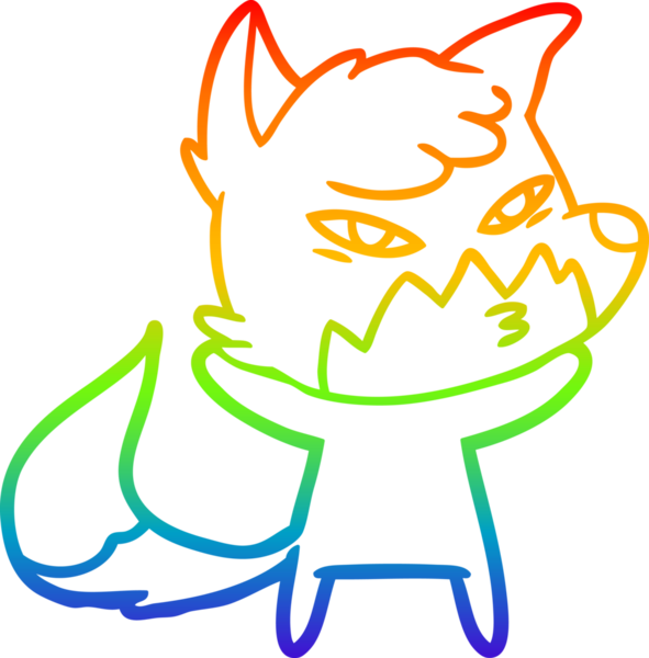 gökkuşağı gradyanı çizimi bir insan tarafından çizilmiş akıllı bir tilki çizgi filmi