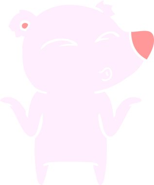 Bir insan tarafından çizilmiş düz renkli çizgi film ayısı omuz silkmesi