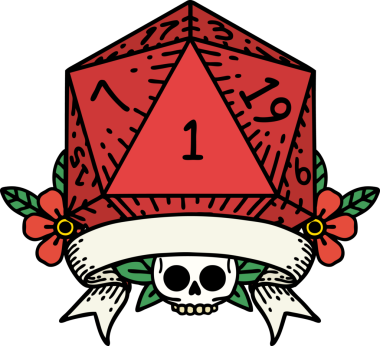 Retro Dövme Biçimi Doğal Bir d20 zar bir insan tarafından çizildi