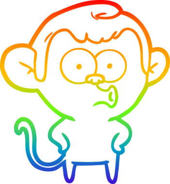 gökkuşağı gradyan çizgi çizimi bir insan tarafından çizilmiş bir maymun şaşırttı