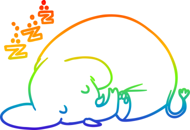 Bir insan tarafından çizilmiş uyuyan bir filin çizimi.