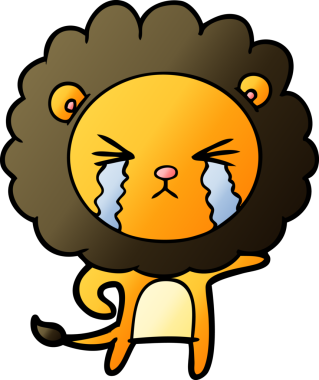 Bir insan tarafından çizilmiş ağlayan bir aslan.