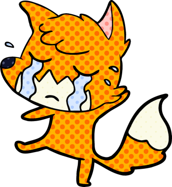 Bir insan tarafından çizilmiş ağlayan tilki çizgi filmi.