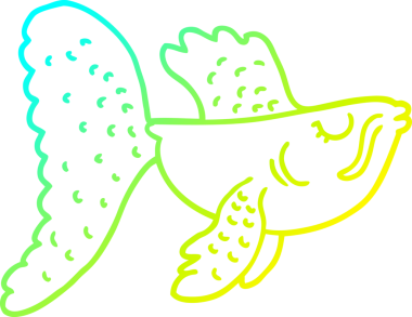 Bir insan tarafından çizilmiş Çin dövüş balığının soğuk gradyan çizimi.