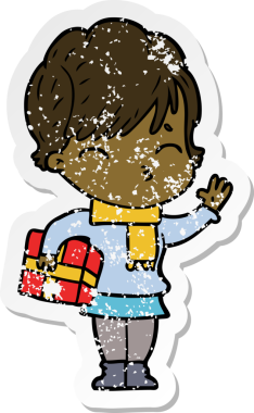 Bir insan tarafından çizilmiş bir karikatür kadının sıkıntılı çıkartması.