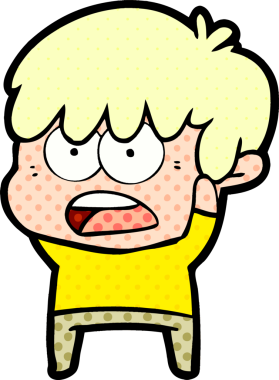 Bir insan tarafından çizilmiş endişeli çizgi film çocuğu.