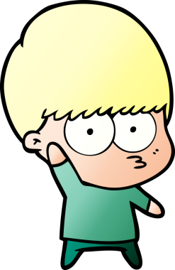 Sinirli çizgi film çocuğu bir insan tarafından çiziliyor.