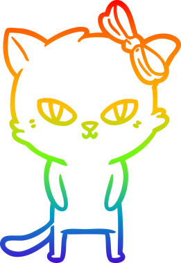 Gökkuşağı gradyan çizgisi bir insan tarafından çizilmiş şirin bir çizgi kedi çizimi