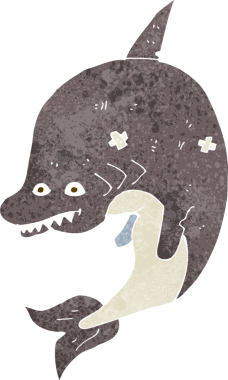 Bir insan tarafından çizilmiş bir köpek balığı.