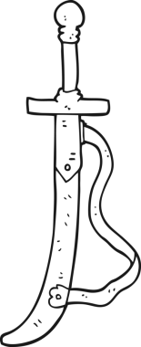 Bir insan tarafından çizilmiş siyah beyaz bir kılıç.