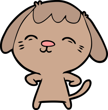 Bir insan tarafından çizilmiş mutlu çizgi film köpeği.