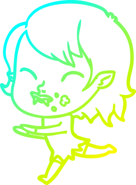 Bir insan tarafından çizilmiş yanağında kan olan vampir bir kızın çizdiği soğuk çizgi.