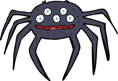 Bir insan tarafından çizilmiş cadılar bayramı örümceği çizgi filmi.