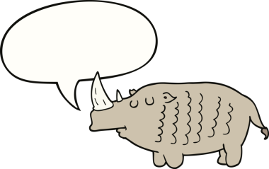 bir insan tarafından çizilmiş konuşma baloncuklu çizgi film gergedanları