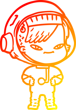 Bir insan tarafından çizilmiş bir astronot kadın çizgi çizimi.