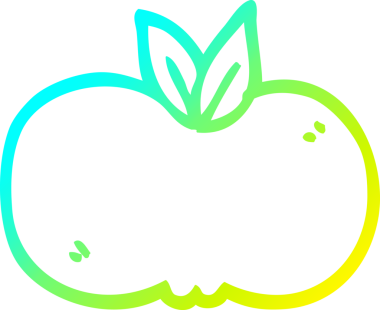 Bir insan tarafından çizilen elma karikatürünün soğuk gradyan çizimi