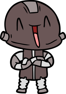 Bir insan tarafından çizilmiş çizgi film robotu