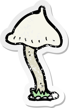 Bir insan tarafından çizilmiş karikatür mantarının gerilmiş yapıştırması.