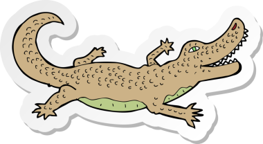 Bir insan tarafından çizilmiş timsah çizgi film etiketi.