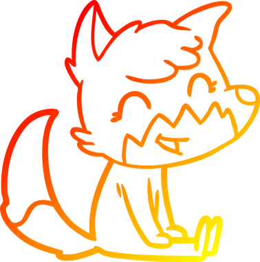 Bir insan tarafından çizilmiş mutlu bir tilkinin sıcak çizgi çizimi